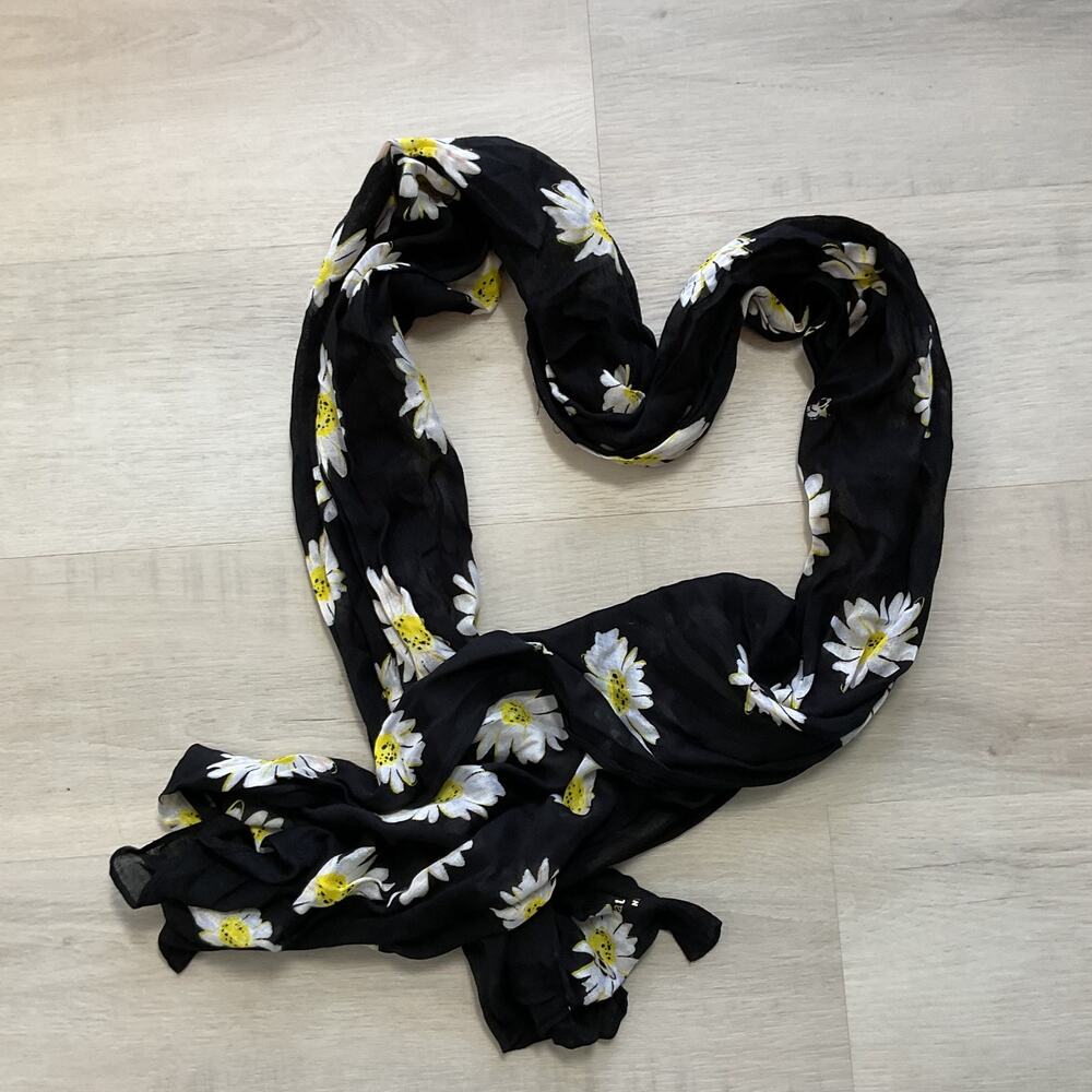 Kate Spade New York Floral Womens Black Scarf 80 X 23